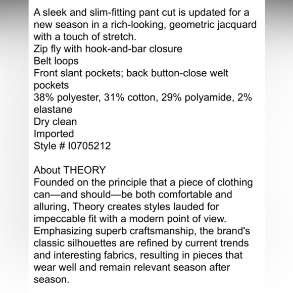 Theory Treeca 2 Shadow Jacquard Pants - Picture 2 of 10